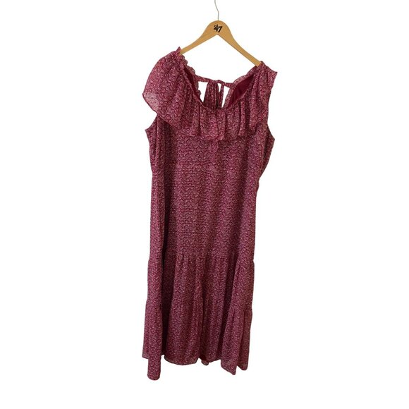 Loft Plus Women's Red Floral Flouce Tie Back Maxi Dress - 22 - Picture 2 of 16